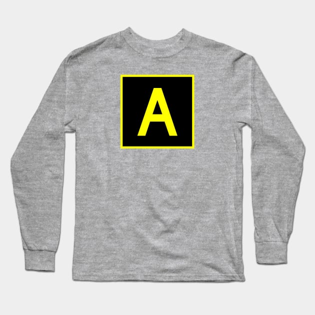 A - Alpha - FAA taxiway sign, phonetic alphabet Long Sleeve T-Shirt by Vidision Avgeek